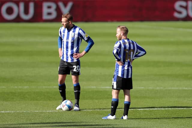 Sheffield Wednesday's Barry Bannan (right) appears dejected after the concede a goal during the Sky Bet Championship match at the Riverside Stadium, Middlesbrough. Richard Sellers/PA Wire.