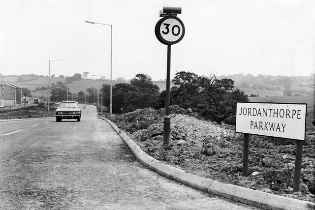 A quiet Jordanthorpe Parkway pictured after opening, July 1, 1968