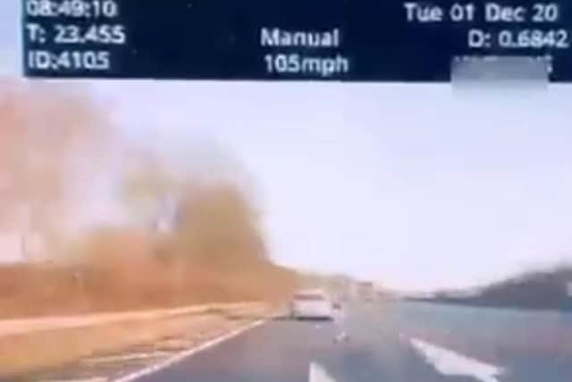 Police caught a driver speeding at 105 mph on the M1 near Sheffield.