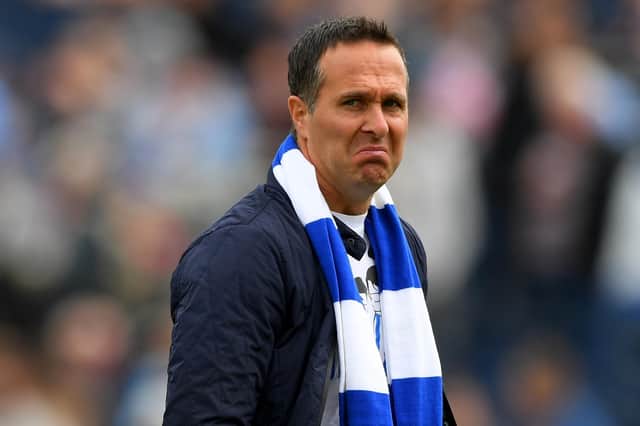 Former England captain Michael Vaughan in his Sheffield Wednesday scarf.  (Photo by Stu Forster/Getty Images)