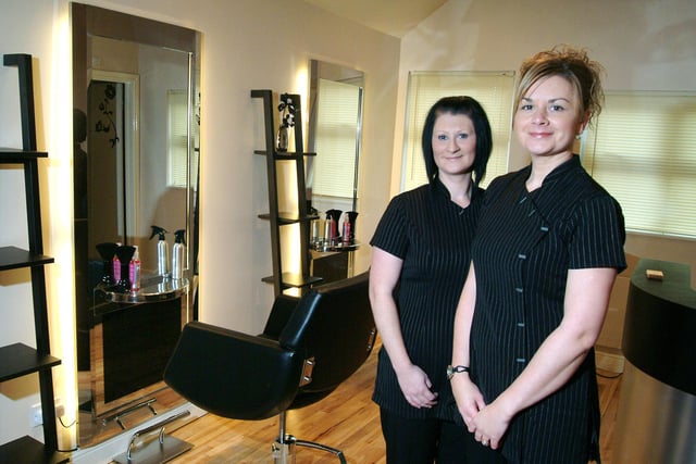 Uppercut owner, Vicky Mercer, right, pictured  in 2009 with stylist Sharna Lightly in the new upstairs salon of her Stanton Hill ladies and gents hairdressers shop.  Dayna Hayes (not pictured) will also be working in the new ladies salon.