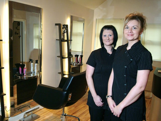 Uppercut owner, Vicky Mercer, right, pictured in 2009 with stylist Sharna Lightly in the new upstairs salon of her Stanton Hill ladies and gents hairdressers shop. Dayna Hayes (not pictured) will also be working in the new ladies salon.