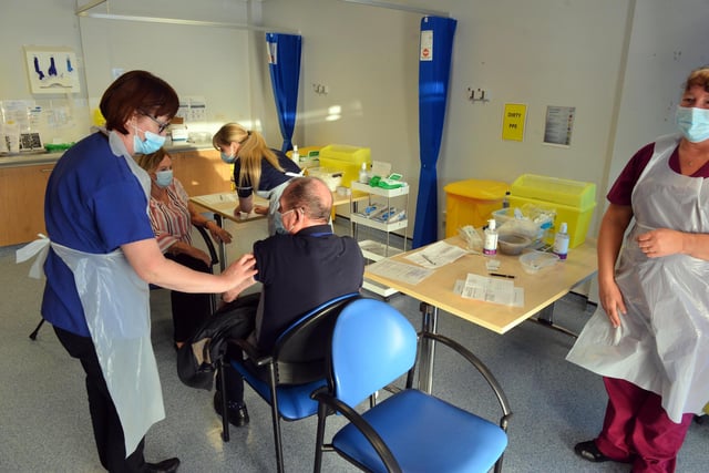 Patients have been arriving at Grindon Lane to be given their first jab.