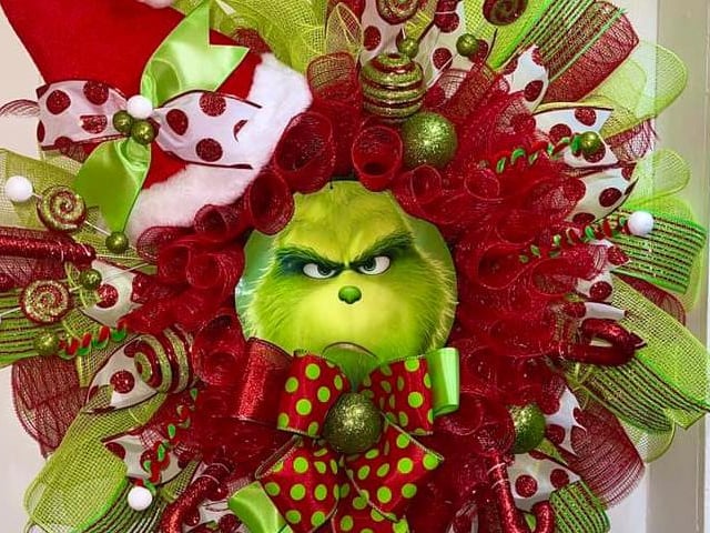 A Grinch themed wreath from Michelle Turner Maltby