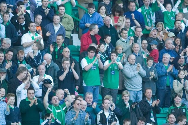 Hibs fans take in the action during a 3-2 win over Dundee United