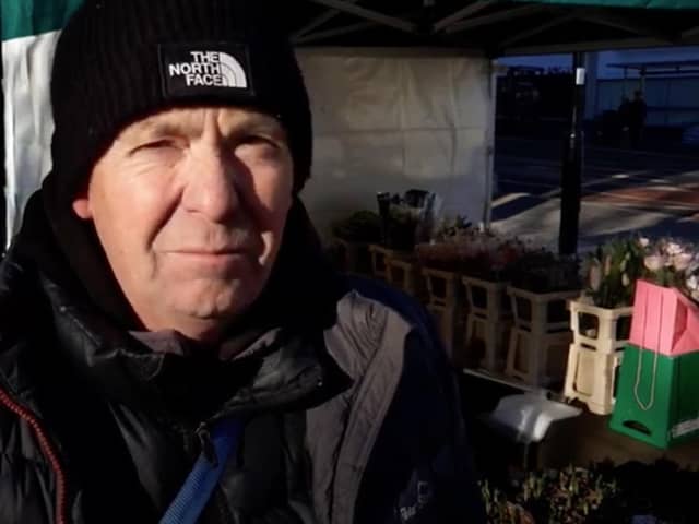 Flower seller Andrew Millard has had a stall for 34 years, and has been outside Iceland on The Moor for the last decade. But at Moorfoot he says takings are 75 per cent down.