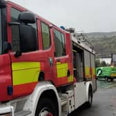 Firefighters on the scene at Valley Medical Centre, Stocksbridge, today, dealing with flooding caused by Storm Babet. Picture: Valley Medical Centre