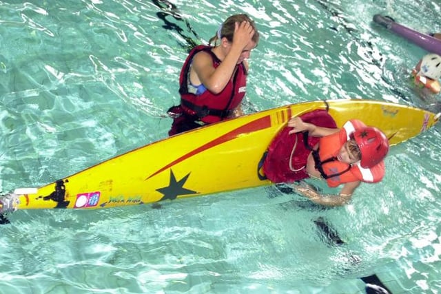 Two youngsters learning how to canoe at Rossington Sports Centre in 2001. They were part of the DMBC's Leisure Service Summer Activities programme.