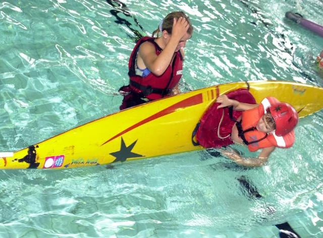 Two youngsters learning how to canoe at Rossington Sports Centre in 2001. They were part of the DMBC's Leisure Service Summer Activities programme.