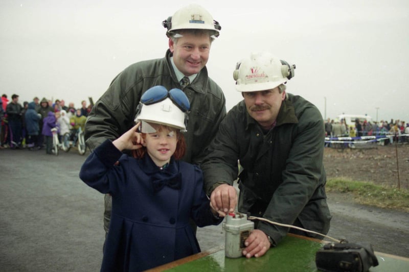 Schoolgirl Sarah Davie, 7, pressed the button to send Dawdon Pit's twin winding towers crashing to the ground in January 1992.