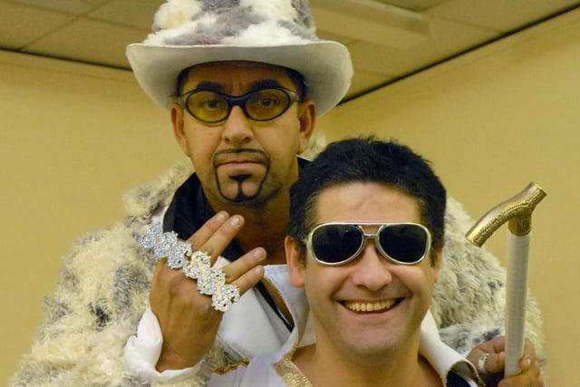 'Ali G' and 'Elvis' prepare for a 2008 gig. Remember this?