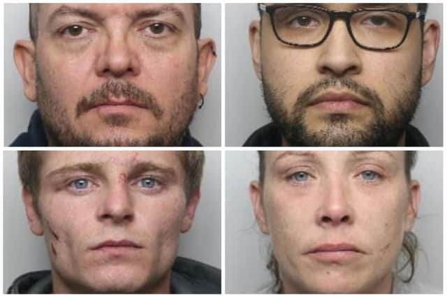 The defendants pictured have all been brought to justice in the past few weeks. 
Top row, left to right: Alun Sutton;  Emilio Calderon
Bottom row, left to right: Kian Thorpe; Megan Bramhall