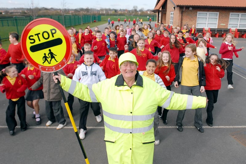 The setting was Jarrow School but who recognises the lollipop lady being given a wonderful send-off 15 years ago?