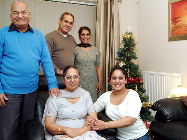 Grandad Dharam Singh, Grandma Balbir Kaur, with grandaughter Kiran Kaur, with mum Amandeep Kaur and dad Narinder Singh, pictured at their Edwinstowe home in 2009