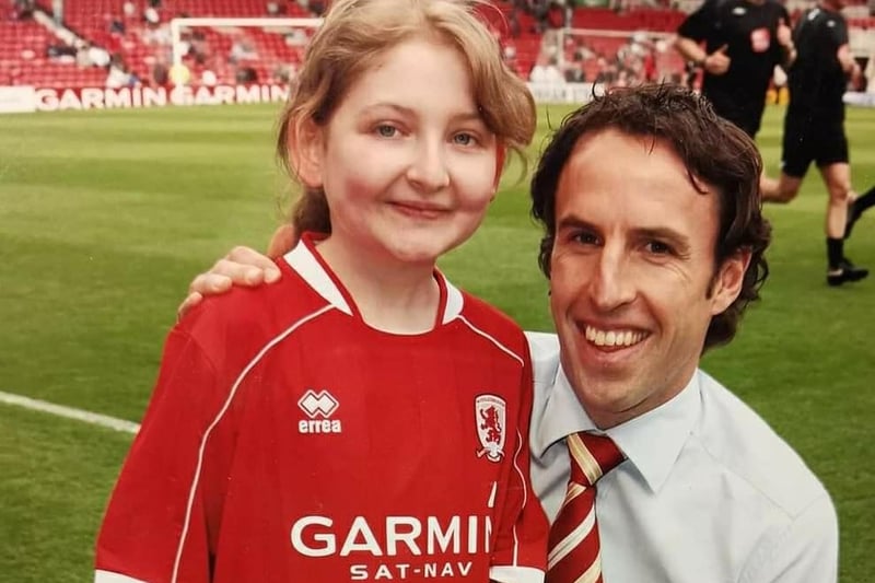 Bethany Kate pictured with Gareth Southgate in around 2007. She added: "Hoping he doesn't forget where he came from when he's wondering who to give the complimentary tickets to haha."