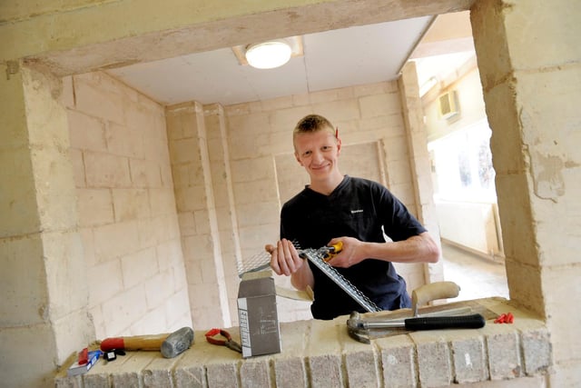 Learner Chris Ineson in the Plastering Class at Doncaster Deaf School in 2012