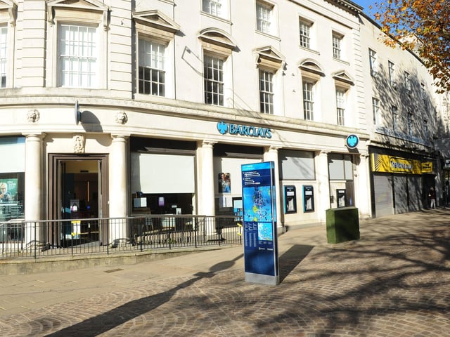 Barclays Bank in Commercial Road, Portsmouth is open during the lockdown but with limited opening hours for the counter. Picture: Sarah Standing (051120-7726)