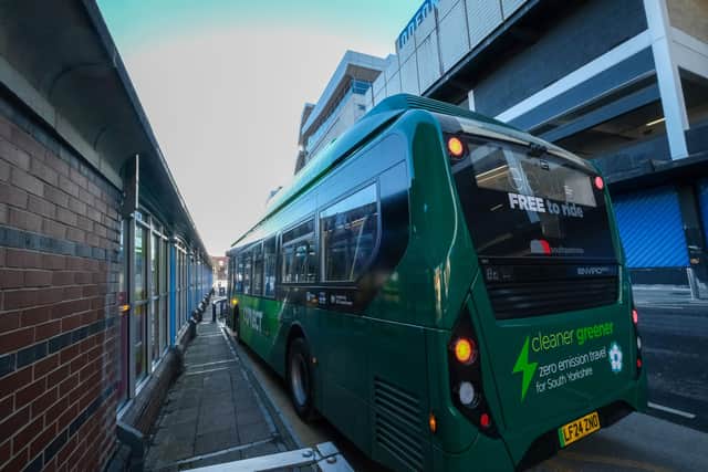 A bus at Sheffield Interchange.