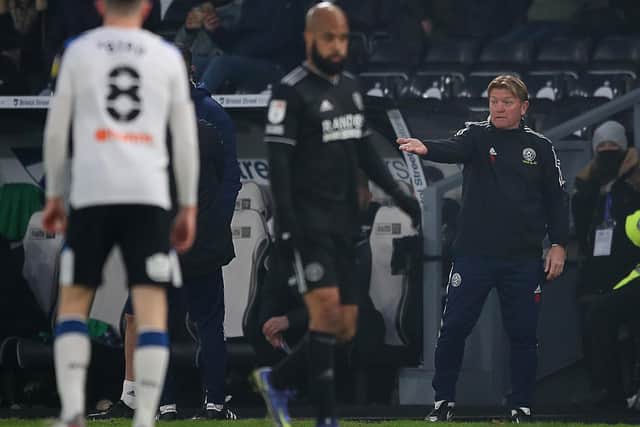 Sheffield United's assistant manager Stuart McCall during Saturday's match at Derby County: Simon Bellis / Sportimage