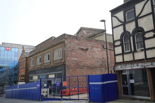 Demolition work has opened up a partial view of the Bethel Primitive Methodist Chapel which had 1930s extension built on its front. Picture: Chris Etchells
