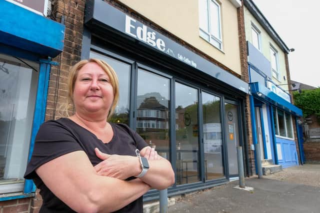Suzi Dunn outside the new Edge cafe on Fox Hill Road, Sheffield, where one of the most popular items on the menu is the breakfast burrito.