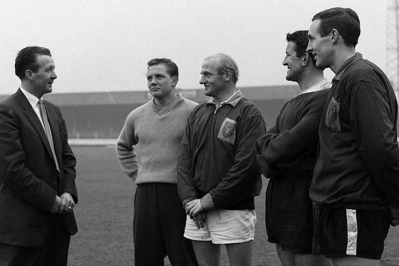 New manager Tommy Cummings with Ken Wagstaff, Sammy Chapman Brian Phillips and Roy Chapman.