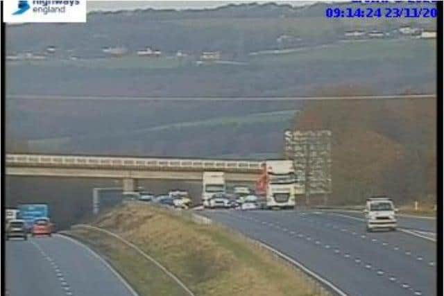 All lanes of the M1 Southbound between junction 38 and 37 are now back open.