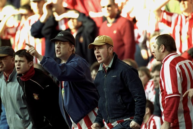 Sunderland fans show their disapproval during the FA Carling Premiership match against Middlesbrough at the Stadium of Light in Sunderland.