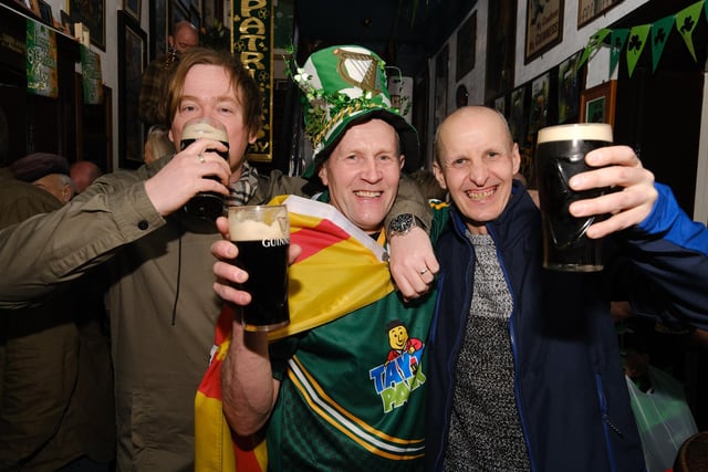 St Patricks Day drinkers celebrate at The Grapes on Trippet Lane