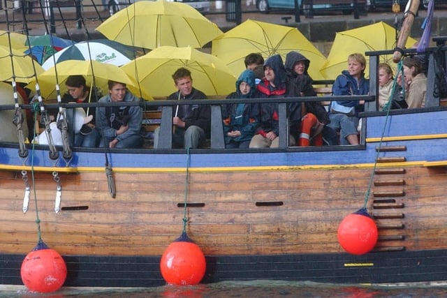 The 2004 Hartlepool Marina Festival was greeted by cold weather but these shipmates don't seem to mind.