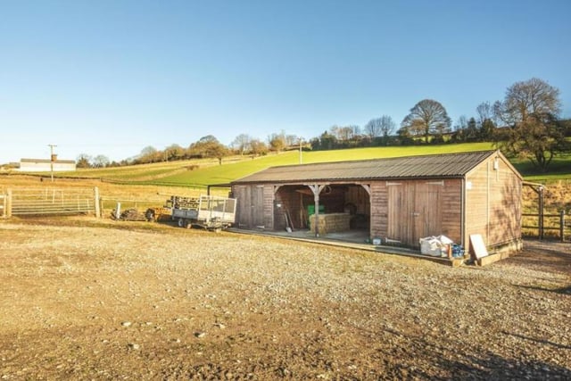 A snapshot of the land included with the previous property, as well as a spacious shed/barn.