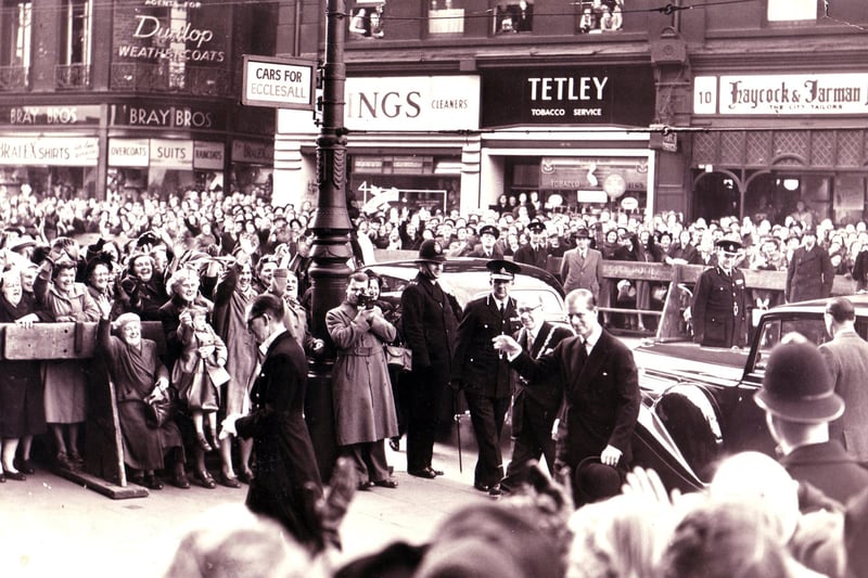 Duke of Edinburgh arriving at the Town Hall after opening the B.I.S.R.A. Laboratories in 1953