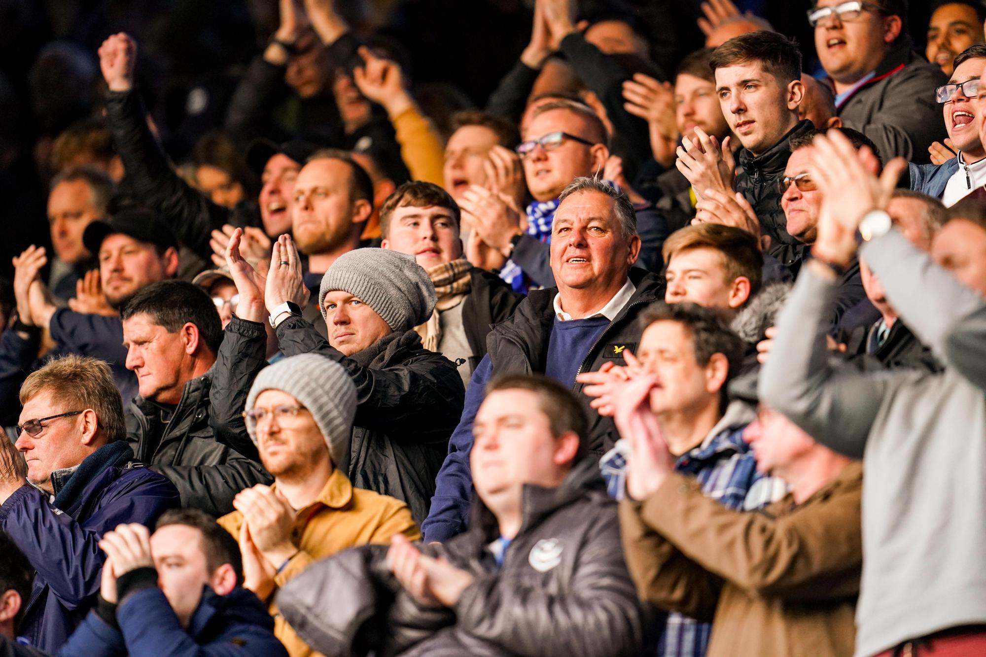 Pompey were accompanied by 1,986 fans for their trip to Portman Road today