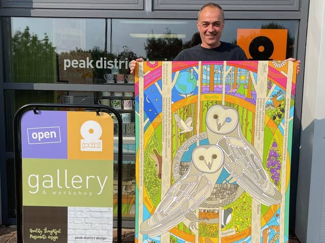 Si Homfray outside his Hathersage gallery 