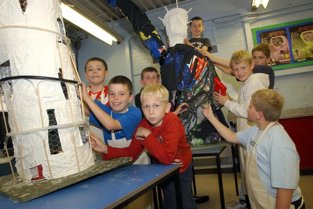 A model making session was great fun for these feeder school pupils on a visit to Southmoor School in 2005.