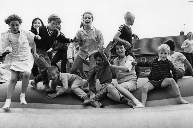 Youngsters from Hexham Avenue on the inflatables organised by South Tyneside Council. Remember this?