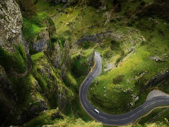The Gorge is a tourist attraction in its own right, with its steep limestone cliffs and network of caves. For drivers, the scenery is spectacular but so too is the 14-mile B3135 that twists and turns along the gorge floor