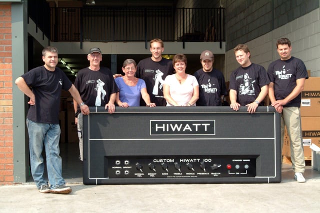 HiWatt staff at their Doncaster factory (from left to right): Mark Smith, Stan Day, Wendy Camplin, Kee Meyer, Jill Brown, George Germaine, Mark Lodge, Keith Taylor pictured in 2006