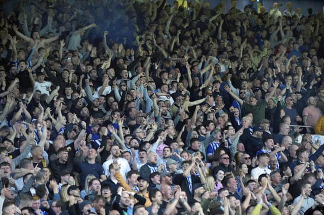 Sheffield Wednesday fans were in full voice and out in huge numbers for the play-off clinching match against Portsmouth at Hillsborough.   Pic Steve Ellis