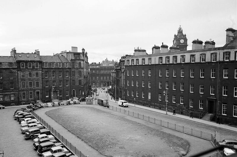 Birds-eye view of St James Square from the upper floors of a townhouse.