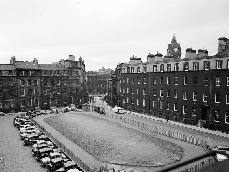 Birds-eye view of St James Square from the upper floors of a townhouse.