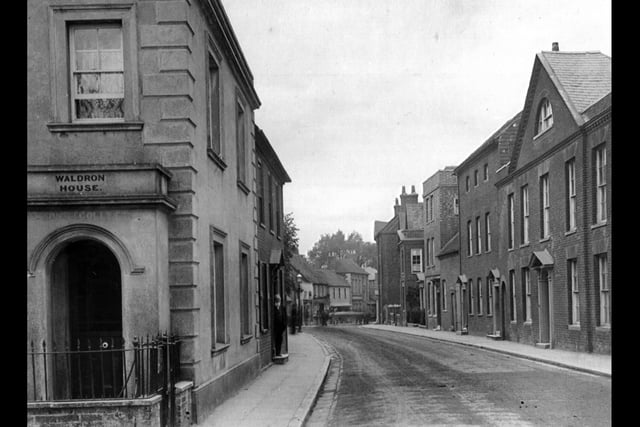 Waldron House. View  looking west along East Street, Havant circa 1920. The Empire cinema was later built where the square building is on the right.