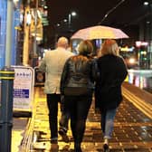 People out enjoying Sheffield's nightlife on West Street. 