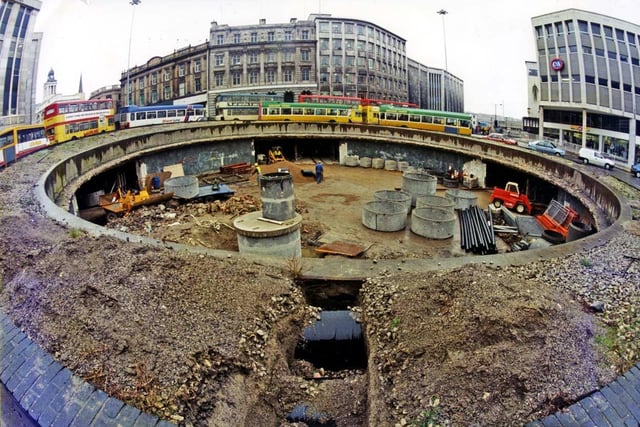 Demolition of Sheffield's Hole in the Road underpass continues in May 1994