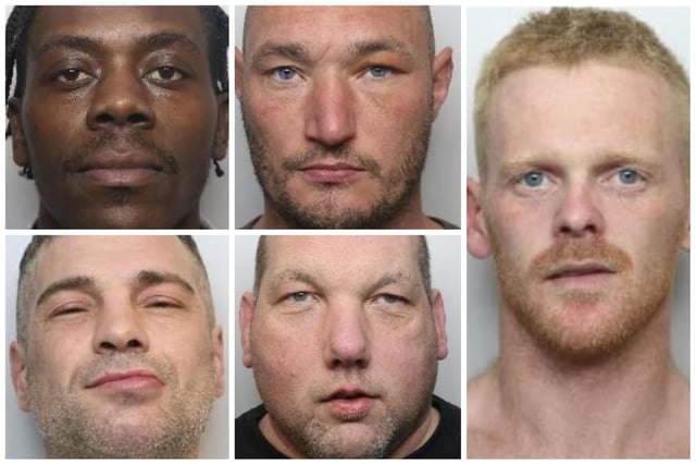 All of the men pictured here have been jailed, following hearings held at Sheffield Crown Court over the last week 
Top row, left to right: Francis Sukwa; Brett Thompson
Bottom row, left to right: Daniel Fairweather; William Grassby
Right: Joe Ibbotson
