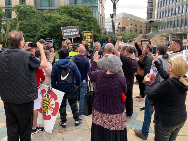 The protest was led by the brother of former Labour leader, Jeremy Corbyn