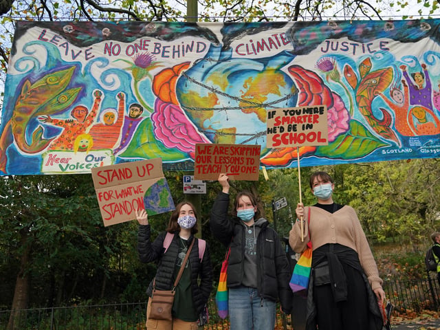 Demonstrators at Kelvin Way, ahead of the Fridays for Future Scotland march