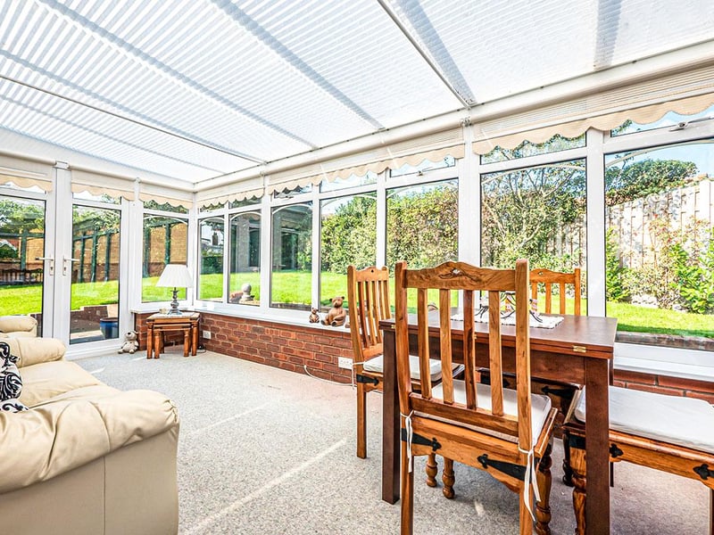 The private conservatory has wall mounted lights, wall heater and carpet making it functional all year round.