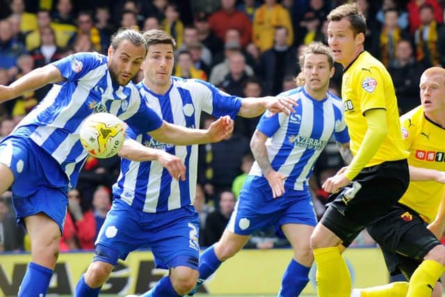 Atdhe Nuhiu's late goal for Sheffield Wednesday against Watford in 2015. (via officialswfc)