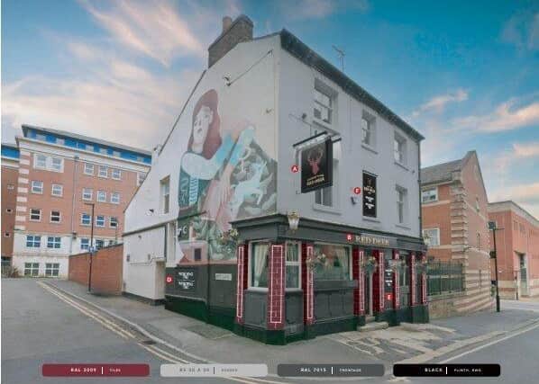 Proposals submitted to Sheffield City Council to change part of the exterior look of the Red Deer pub in Sheffield city centre. Picture: planning application